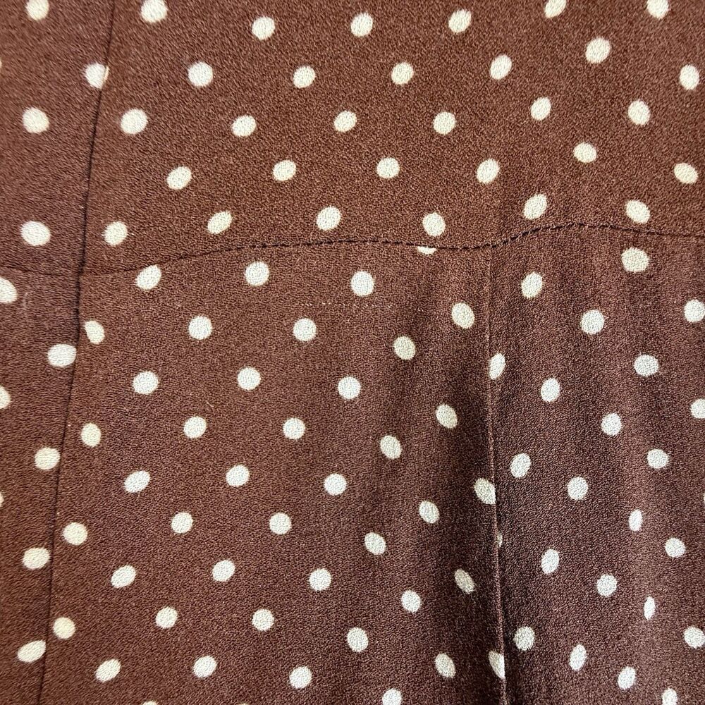 Reformation Sarah Polka Dot Mini Dress Size 8 Brown Shoulder Ties Skater Strappy - Picture 9 of 9
